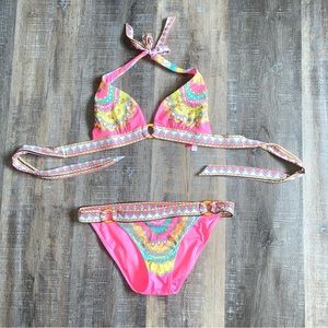 Victoria’s Secret Patterned Bikini Top & Bottoms Top Sz Small &Bottoms Sz Medium